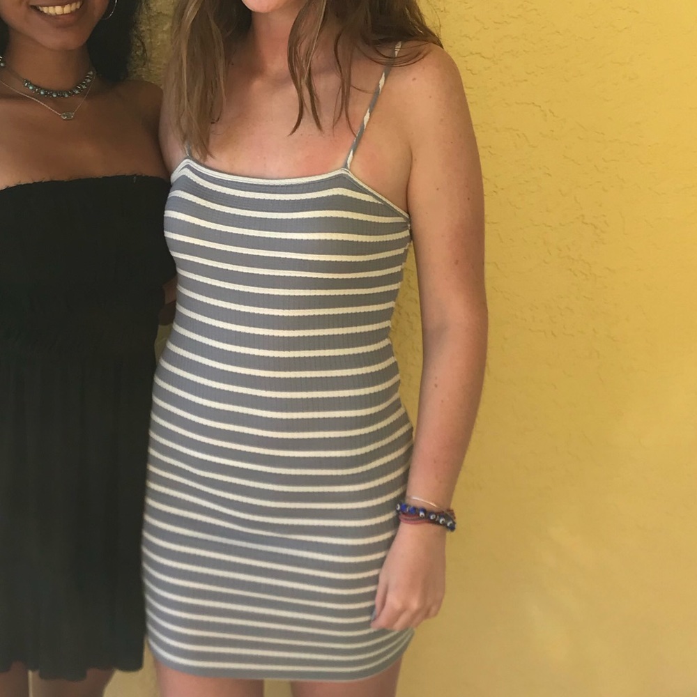 blue and white tight dress